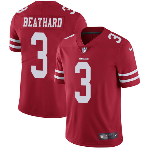 Nike 49ers #3 C.J. Beathard Red Team Color Men's Stitched NFL Vapor Untouchable Limited Jersey - Click Image to Close